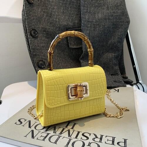 Crocodile texture jelly bag bamboo handbag retro fashion one-shoulder messenger small bag for shopping ladies