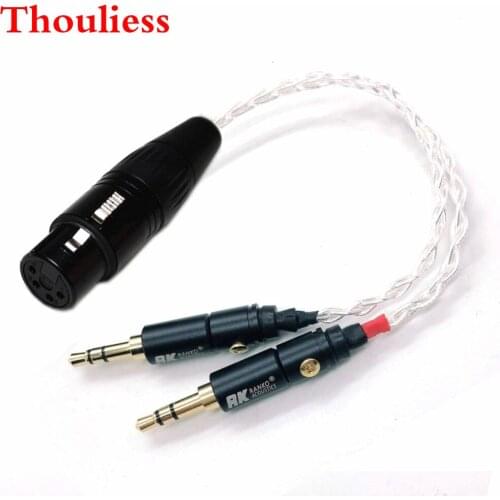 Thouliess 10cm Silver plated 2x 3.5mm Male to 4-pin XLR Female Balanced Audio Adapter Cable for PHA-3 Pono Player
