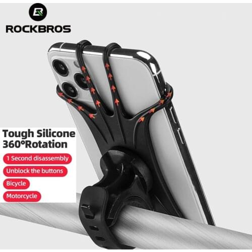 ROCKBROS Universal Shockproof Elastic Silicone Mount Phone Holder Stand Scooter Moto Bicycle MTB Bike Phone Support Bracket