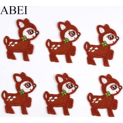 10pcs Cute Iron On Fawn Patch Embroidery Cartoon Animal Stickers For Kids Apparel Decoration DIY Sewing Garments Appliques Badge