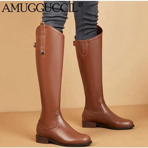 2020 New Plus Big Size 35-45 Black Brown Zip Buckle Fashion Sexy Females Ladies Girl Calf Autumn Winter Women Boots X1878