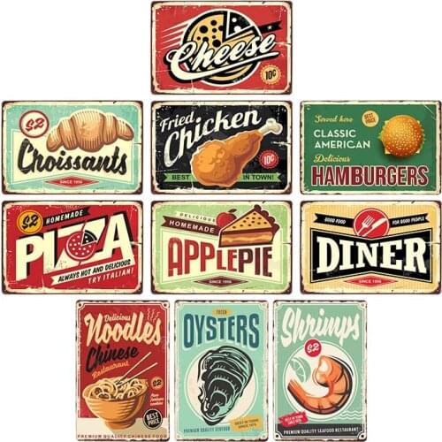 Food Tin Sign Vintage Plaque Metal Wall Plates Restaurant Decoration Pub Bar Decorative Home Decor 20x30cm