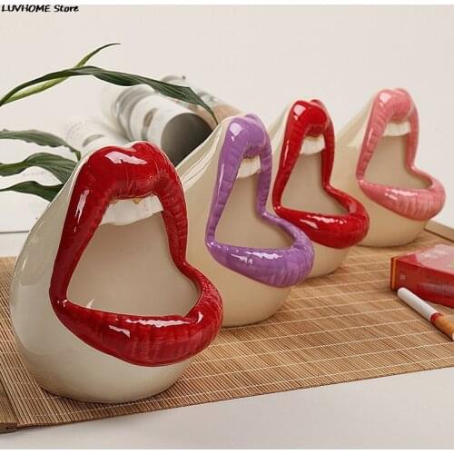 1PC Fashion Ceramic Ashtray Cute Cartoon Ashtray Lips Creative Personality Trendy Boyfriend Gift