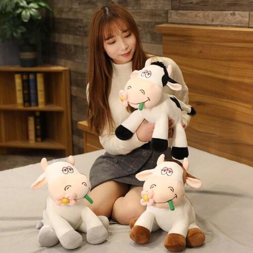 1pc25-55CM Lovely Cattle Plush Toys kawaii Simulation Milk Cow Plush Doll Stuffed Soft Pillow For Children Kids Birthday Gifts