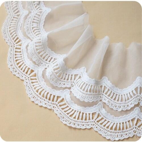 2yard 12.5cm Mesh embroidery lace fabric auxiliary material double layer flower clothing decoration auxiliary material