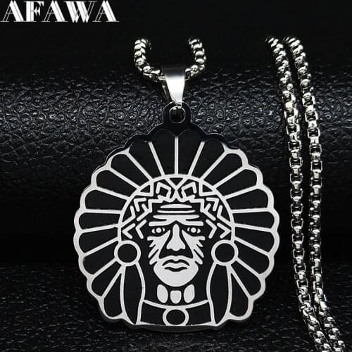 2021 Indian Black Enamel Stainless Steel Necklace for Men Necklaces Pendants Jewelry Gift Jewelry cadenas para hombre N3203S02