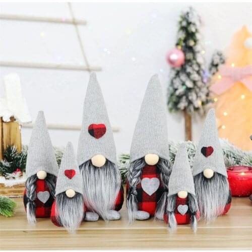 3 Pcs Christmas Pointed Hat Long Beard Cartoon Santa Claus Doll Ornament Children Gift Dolls Toy Home Decoration Accessories