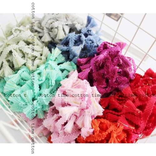 5Yards/lot 3 cm wide multi-color gold thread tassel lace handmade polyester broom side tassel clothing accessories AC784