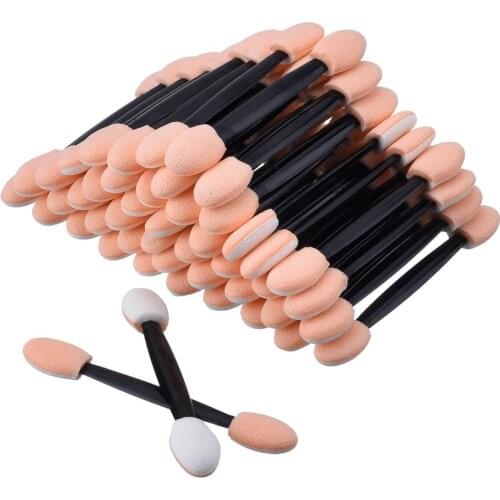 100pcs/pack Soft Latex Sponge Eyeshadow Stick Double-side Disposable Eye Shadow Brushes Manicure Makeup Tools Black