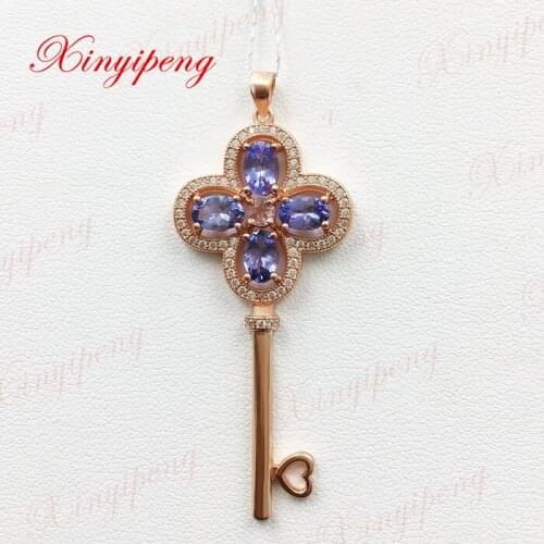 925 Sterling silver with natural Tanzania pendant contracted and delicate Fine jewelry Luxury and generous