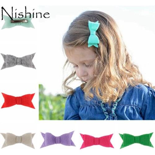 NISHINE Handmade Felt Bows WITH Clips For Baby Girls And Children Felt Bow Felt Hairbow Children Hairpins Hair Accessories