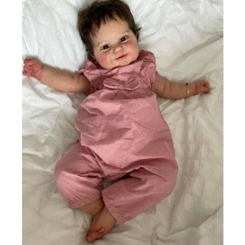 D7WF 20/23’’ Baby Girl Cuddle Doll Reborns Simulation Doll Lovely Heavy Duty Caucasian Doll w/ Rooted Hair Infant Party Gift