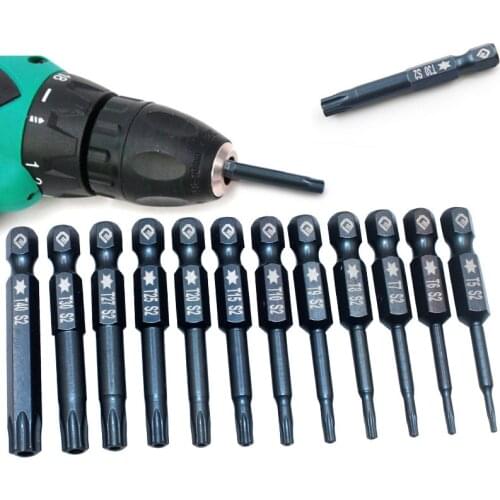 Electric 50/100mm Long 1/4 Inch Hex Shank Magnetic Torx Screwdriver Bits Set