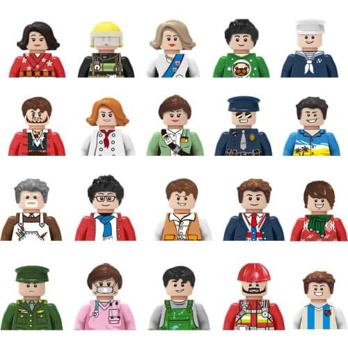 City Characters Action Figures Building Blocks Policeman Teacher Fireman Occupation Mini Figurine Dolls Bricks Set Children Toys