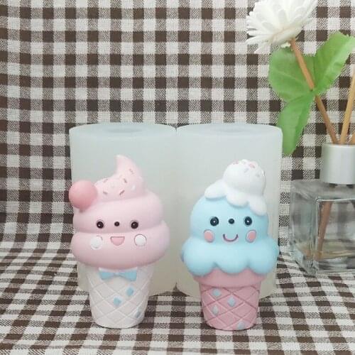 Ice Cream Shape Scented Candle Silicone Mold Self-made Korean Diffused Gypsum3d Ice Cream Chocolate Mold Cake Decorations