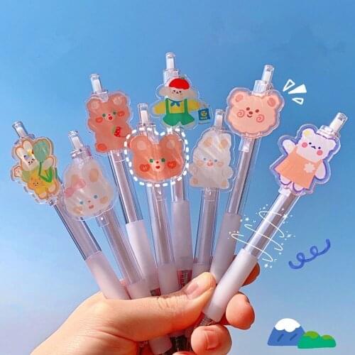 MINKYS New Arrival 1PC Kawaii Bear Rabbit Black Ink Gel Pen Graffiti Writing Pens Kids Gift School Stationery