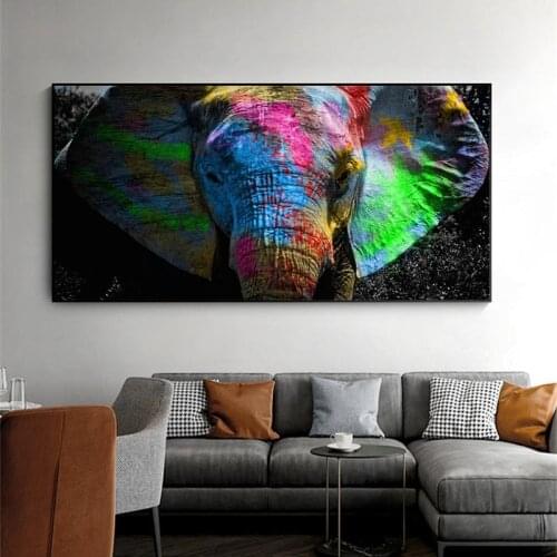 Graffiti Art Elephant Canvas Paintings On The Wall Posters And Prints Colorful Animals Wall Pictures For Kids Room Cuadros