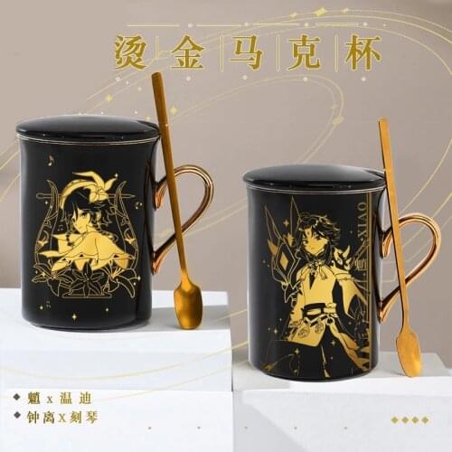 Genshin Impact Liyue Harbor Zhongli Ceramic Mug Cup Men Women Cup Student Cartoon Water Hot stamping Coffee Cup Daily Gift
