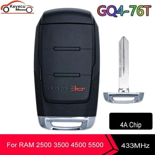 KEYECU GQ4-76T Smart Remote Key Fob 434MHz PCF7953M / HITAG AES/ 4A Chip for 2019 2020 2021 RAM 2500 3500 4500 5500 P/N:68374994