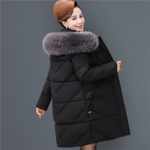 Winter jacket women mother temperament parka middle-aged and elderly hooded warm jacket female elderly long coat
