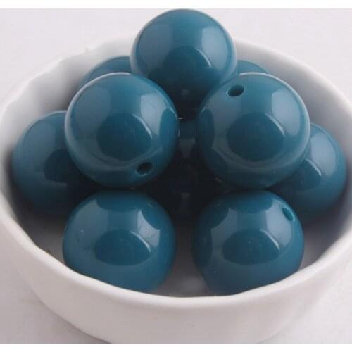 Kwoi vita Midnight Blue Color Chunky 20MM 100pcs Acrylic Solid Bubble Gumball Beads for Kids Necklace Jewelry Making
