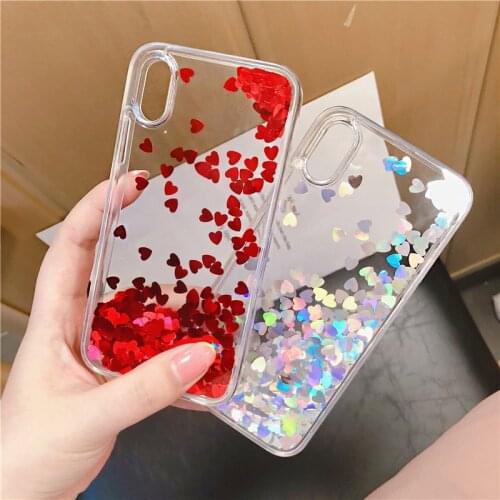 Love heart Sequins quicksand Case for iphone 12 Pro 11 Pro MAX XS Max XR X 8 7 6 Plus Shining Dynamic liquid glitter Phone Cover