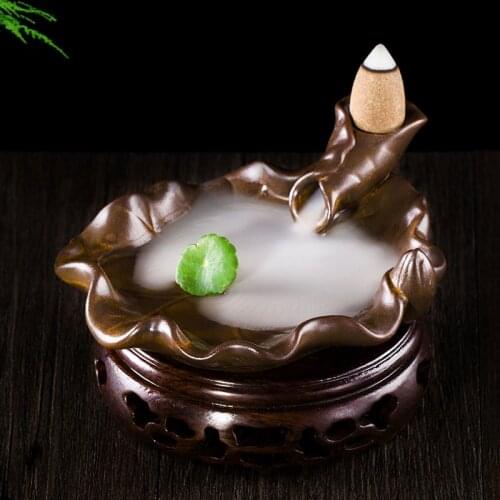 Small smallerone with base plate lotus incense burner santalwood tower incense cone smoke ceramic incense burner aroma lamp