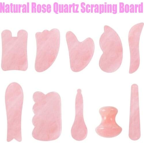 DropShipping Natural Rose Quartz Facial Massage Scraper For Face Anti-wrinkle Beauty Slimming Massage Facial Skin Care Tools