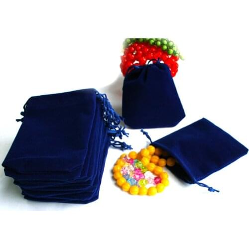 10x12cm 50Pcs/lot Dark Blue Velvet Drawstring Pouches Bag/Jewelry Bag Christmas/Wedding Gift Bag for Jewelry Packing & Display