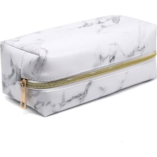 Marble Multi-function Purse Box Travel Makeup Cosmetic Bag Toiletry Pencil Case Fashion Beauty Zipper Cosmetic Bag Pillow PU 60g