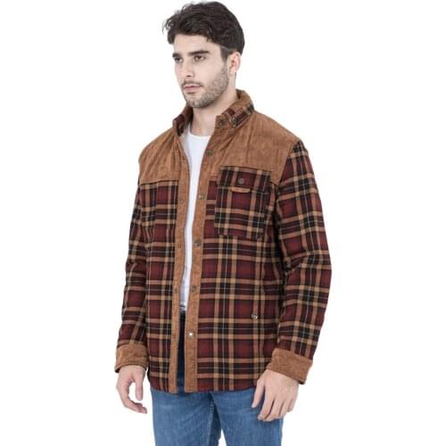 European Size Mens Heavy Coat Plaid Shirt Cotton Warm Jacket Fleece Large Size Mens Top Winter 2021 New