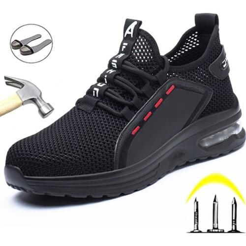 Breathable Men Work Safety Shoes Anti-smashing Steel Toe Cap Working Boots Construction Indestructible Work Sneakers Men Shoes