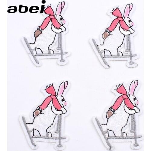 10pcs/lot Embroidered Rabbit Patches Iron On Animal Stickers Sew On Fabric Appliques DIY Garments Accessories Jeans Coats Badge