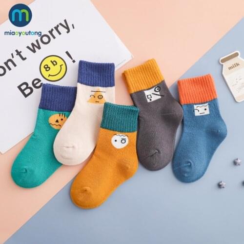 5 Pairs/Lot High Quality Cute Cartoon Thick Cotton Knit Baby Socks Childrens Socks For Girls Kids Socks For Boys Miaoyoutong