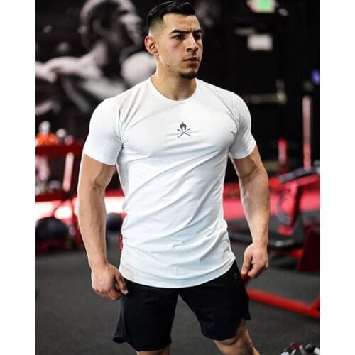 2021 New Brand Clothing Fitness Running T Shirt Men O-neckT-shirt Cotton Bodybuilding Sport shirts tops gym men t shirt