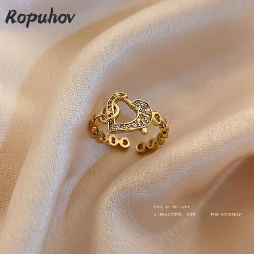 ROPUHOV 2021 New Korean Trendy Love Ring Female Fashion Personality Advanced Index Finger Ring Japanese Light Luxury Trend