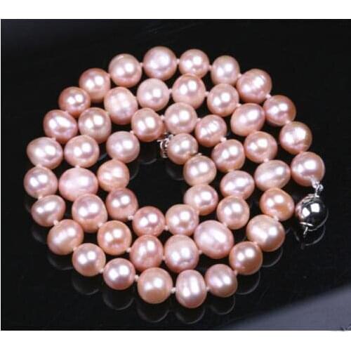 New Arrival Favorite Pearl Necklace 8-9mm Pink Genuine Cultured Freshwater Pearl Fine Jewelry Charming Lady Gift