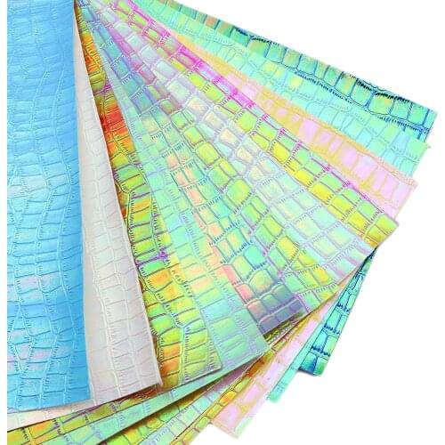 Plain Iridescent Faux Synthetic Leather Fabric DIY Bow Phone Cover Material Home Decoration,1Yc11082