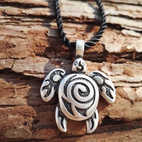 1pcs new fashion cute animal design antique silver plated Sea Turtle Jewelry Tribal Turtle Pendant necklace SanLan