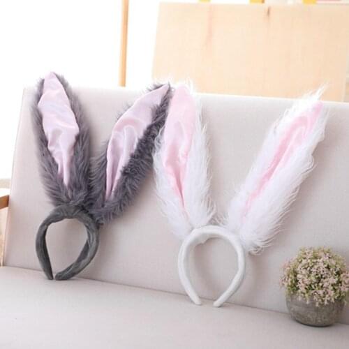 Easter Sweet Sexy Bunny Ears Headband Girls Plush Rabbit Ear Hair Band for Party Cosplay Costume for Women Photography Hair Hoop
