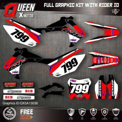 QUEEN X MOTOR Custom Team Graphics Backgrounds Decals Stickers Kit For HONDA 2014-2017 CRF250R 2013-2016 CRF450R 036