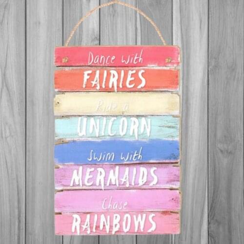 Rainbow Wall Hanging Sign Decorative Wooden Decor for Home Girls' Bedroom Coffee Shop