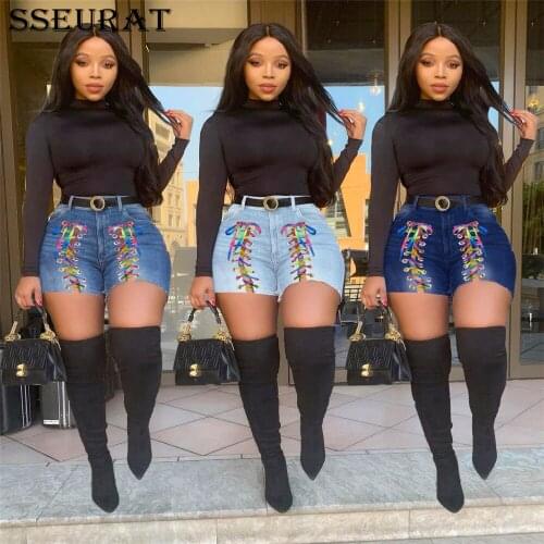 SSEURAT Female Fashion Casual Summer Women Denim Booty Shorts High Waists Sexy Short Jeans 2021