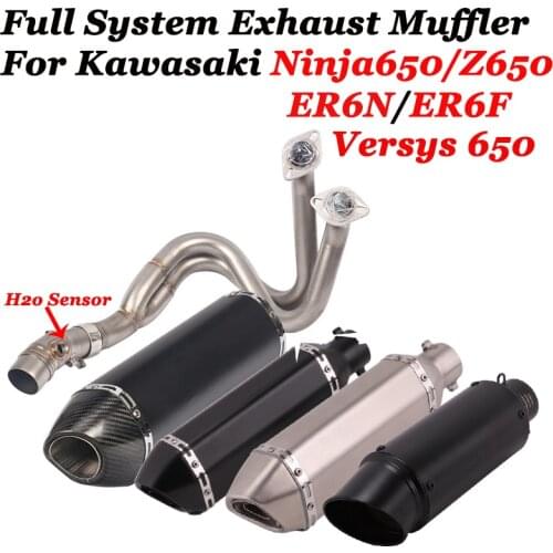 Slip On For Kawasaki ER6N Versys 650 Z650 Ninja 650 Motorcycle Exhaust Modified Motorbike Escape DB Killer Front Mid Link Pipe