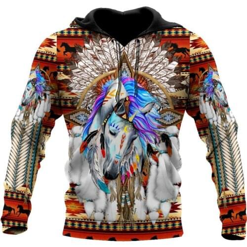 Horse Dreamcatcher Native Indian 3D Print Hoodie Men Women Harajuku Zipper Pullover Sweatshirt Unisex Jacket Tracksuit Hooded