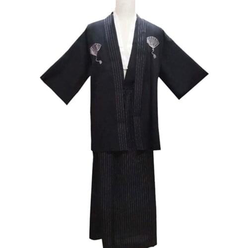 BALDAUREN Vintage Japanese Kimono Mens Formal Dress Japanese Cuisine Clothes Traditional Costume Play Men Samurai Clothing