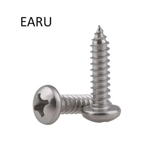 50PCS GB/T845 304 stainless steel M4 PA Phillips Head Micro Screws Round Head Self-tapping Electronic Small Wood Screws