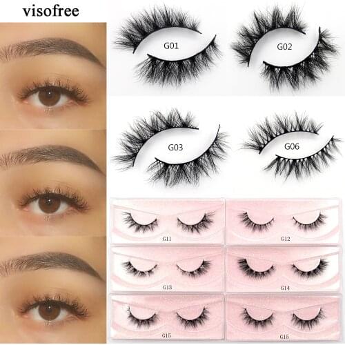 Visofree Natural Long 3D Mink Eyelashes Short Mink False Eyelash Cruelty-free Fake Lashes Natural Looking Eyelashes Makeup Lash