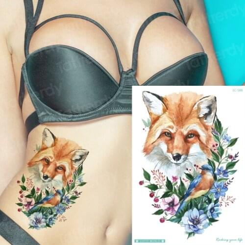 Temporary tattoo wolf animals waterproof temporary tattoos kids girls tattoo body stickers watercolor water tatoo fake sexy girl