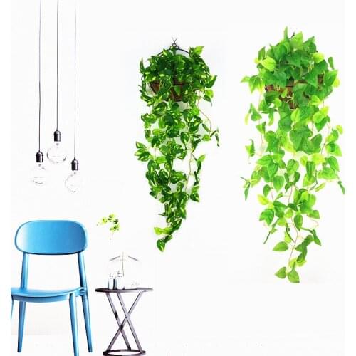 100cm Artificial Green Plants Hanging Ivy Leaves Radish Seaweed Grape Fake Flowers Vine Home Garden Wall Party Decoration